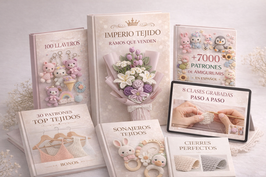 Imperio Tejido: Ramos que Venden + Pack de 6 Bonos🎁 (7000 Patrones + 8 Clases Grabadas  + Más) | Acceso Inmediato